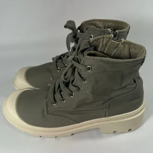 Portland‎ Boot Co JoJo Sage Green Canvas Lug Sole Sneaker Boots Women's 10M thumbnail 5
