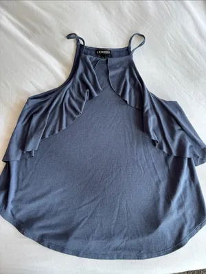 Express Blue Ruffle Knot Cami thumbnail 1