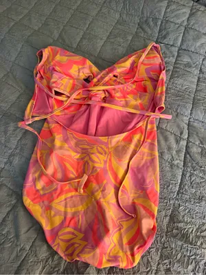 Aerie Braided Pink/Purple One Piece swimsuit Womens large thumbnail 3