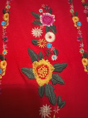 Umgee Red Embroidered Floral Tunic Top thumbnail 3