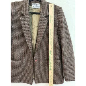 Ciao Sport Ltd Vintage Wool Blazer Womens 12 Brown Tweed Piping Academic Jacket thumbnail 6