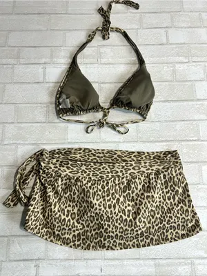 Tommy Bahama Leopard Print Halter Bikini Top and Skirt Swim Set - Size M/L thumbnail 2