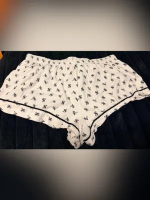 Victoria's Secret White Pajama Shorts with Black Trim and Bow thumbnail 4