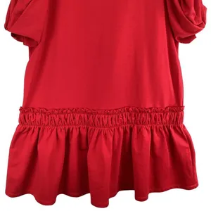 English Factory Red Dress Size Large Puff‎ Sleeve Mini Ruffle Hem stretch thumbnail 5
