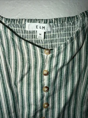 NEW Anthropologie E & M stripe top beach vacation cruise summer Button-Up Shirt thumbnail 2