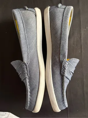 Cole Haan Blue Canvas Slip-On Loafers with Yellow Insole thumbnail 2