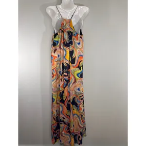Nicole Miller New York‎ Abstract Swirl Print V-Neck Maxi Dress Multicolor M NWT thumbnail 7