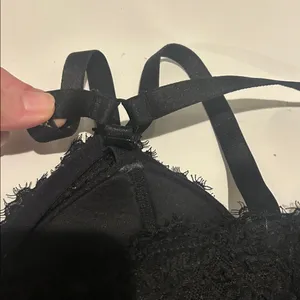 Aerie black lace adjustable bralette dark romantic witchy size XL light padding thumbnail 6