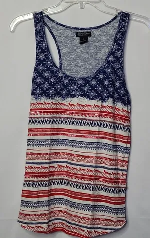 Lucky Brand sequin embellished racer back tank top 4th of July top sz Medium thumbnail 1
