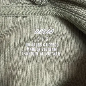Aerie Hoodie Sweatshirt Womens Large Green Ribbed Cropped Corded 100% Cotton L‎ thumbnail 9