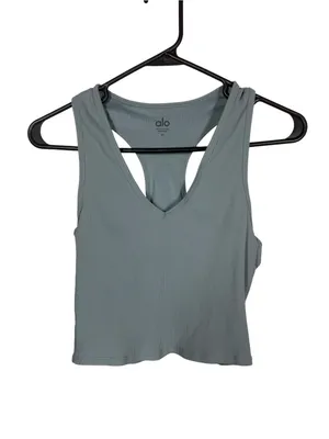 ALO Yoga Goddess Ribbed Cropped Racerback Tank Top Size Medium thumbnail 4