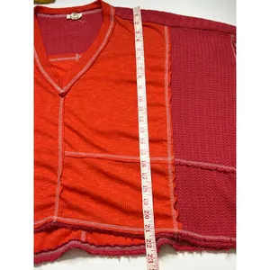 POL Patchwork Thermal Top Small Oversized Cropped Raw Hem Colorblock Boho thumbnail 8