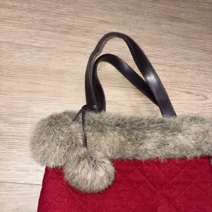 Bath And Body Works Bag Purse Red Bag With Faux Fur Y2K thumbnail 9