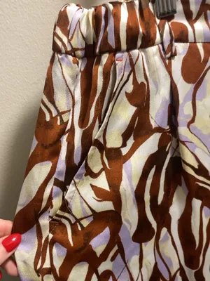 Open Edit Abstract Print Satin Trousers Pants in Purple Lava Size Medium thumbnail 6