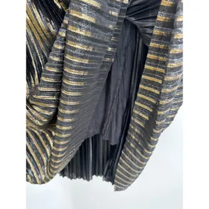 Trouve Metallic Black‎ Gold Shimmer Pleated Maxi Skirt Womens Size XS thumbnail 7