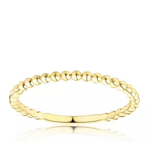 Dainty 14k‎ Gold Plated S925 Bead Ball Ring Jewelry, Size 6 thumbnail 4