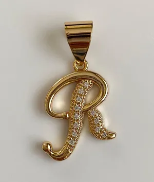 Gold Plated “R” Initial Pendant thumbnail 1