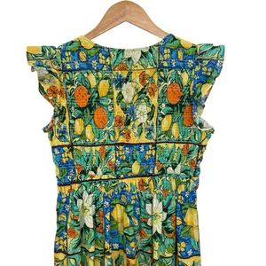 Anthropologie Peregrine Flutter Sleeve Maxi Dress In Fruit Motif XS thumbnail 9