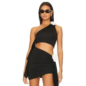 Lovers and Friends Cordelia Rosette One Shoulder Top Black & White Size XS $128 thumbnail 4