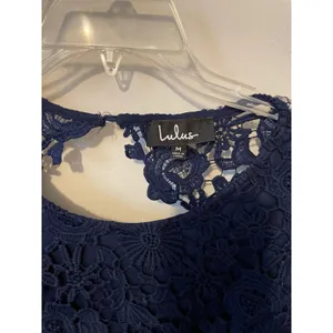 Lulu's Lace Open Back Maxi Dress Gown Navy Blue Size Medium thumbnail 8