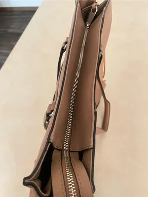 Rebecca Minkoff Side Zip Regan Leather Tote Bag Purse Tan thumbnail 5