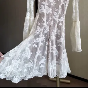 HOUSE OF CB Analissa Long Sleeve Lace Minidress In Cream XS thumbnail 6