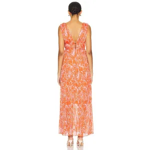 Astr The Label Pascadero Orange Abstract Maxi Gown Dress Size XS thumbnail 5