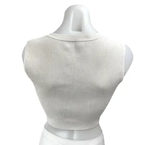 Aritzia Babaton Women's White Rib Knit Sleeveless Cami Crop Sweater Tank Top S thumbnail 2