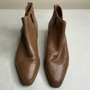 Sarto by‎ Franco Sarto Women Brown Snakeskin Embossed Leather Ankle Boots 9M thumbnail 2