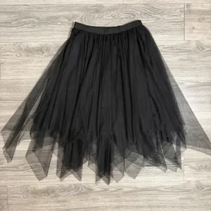 Fairy Black Tulle Mesh Handkerchief Hem Midi Skirt Medium Whimsigoth Punk Witchy thumbnail 14