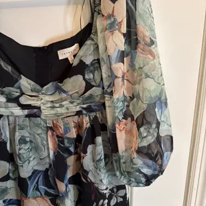Promesa Blooming Belle Small Floral Chiffon Babydoll Mini Dress Midnight‎ NWT thumbnail 2