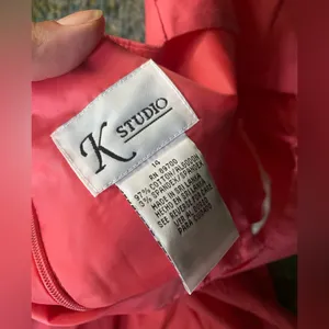 Vintage K Studios cotton coral sweetheart tie open sundress, size 14 thumbnail 4