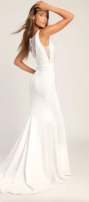 LULUS Bridal Wedding Elegant Sophisticated Sexy Lace Mermaid Gown thumbnail 1
