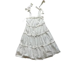Fab’rik Callie Tiered Midi Dress White Beachy Vacation Size Small thumbnail 5