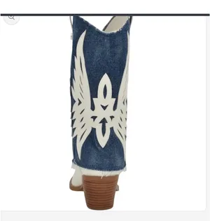 Guess White and Blue Denim Western Cowboy Boots thumbnail 5