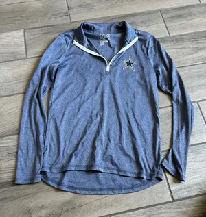 Dallas Cowboys Women’s Long Sleeve Quarter-Zip Pullover - Navy Heather thumbnail 1