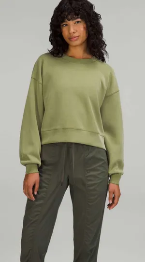 Lululemon Softstreme Perfectly Oversized Crop Crewneck Sweatshirt Bronze Green thumbnail 1