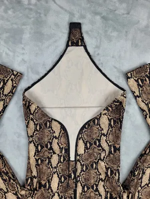 A.L.C. x Bandier Bodysuit Womens Size S Small Python Snakeskin Cutout Mock Neck thumbnail 12