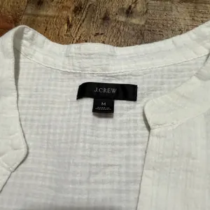 J. Crew Women's White 100% Cotton Gauze Popover Cover-Up Sz M Beachy Casual thumbnail 5