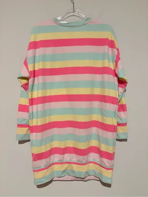 Cabana By Crown & Ivy Multicolor Striped Crew Neck Sweeper Sweatshirt small thumbnail 2