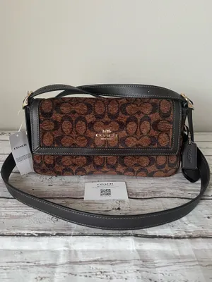 Coach Etta Small Flap Bag In Signature Chenille thumbnail 2