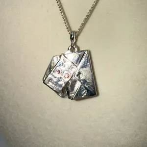 I Love You Envelope Pendant Necklace Silver Tone Pink Rhinestone Love Letter thumbnail 3