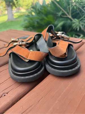 ALOHAS Harper Brown Suede Chunky Buckle Sandals US 8.5 $230 thumbnail 6