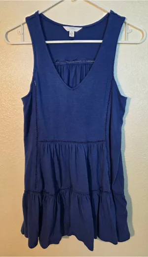 Time and Tru Women’s S (4–6) Navy Blue Sleeveless Tiered Tunic Top thumbnail 1