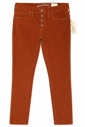 NWT Universal Thread Size 2 reg Burnt Orange rust Corduroy Mid Rise Skinny Pants thumbnail 1