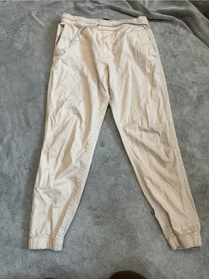 Zara Cream Elastic Waistband Casual Pants thumbnail 1