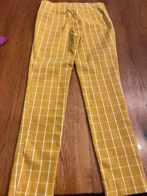 a new day Mustard Yellow Windowpane Plaid Pants thumbnail 3