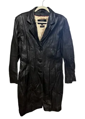 Wilsons Leather Black Genuine Leather Insulated‎ Trench Coat Women's Sz XL thumbnail 1