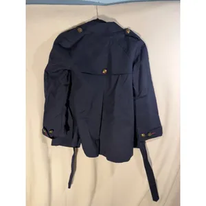 Tommy Hilfiger Navy Blue Double Breasted Trench Coat Red Lining Gold Buttons M thumbnail 3