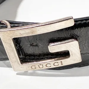 Gucci 90s Era G Logo Skinny Belt with Box Black Patent Leather‎ thumbnail 2